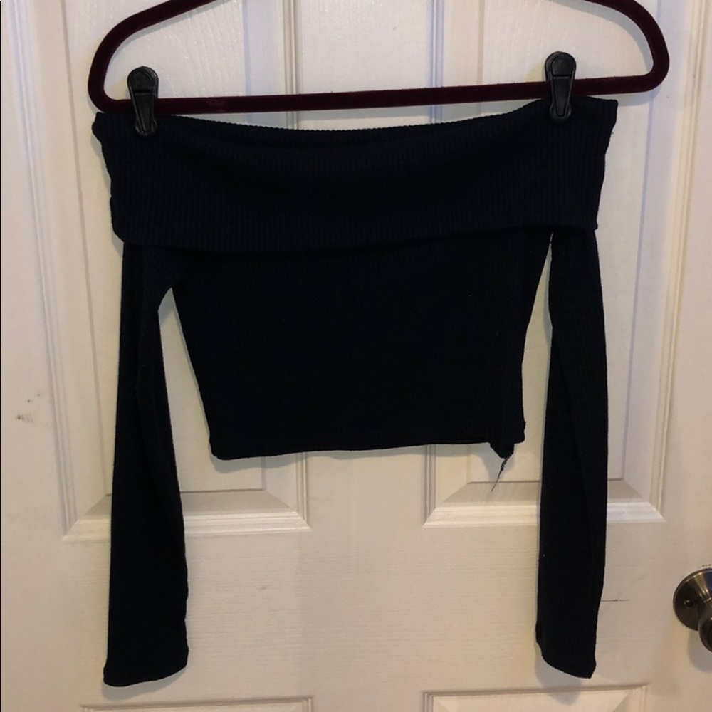 Cropped, off the shoulder sweater